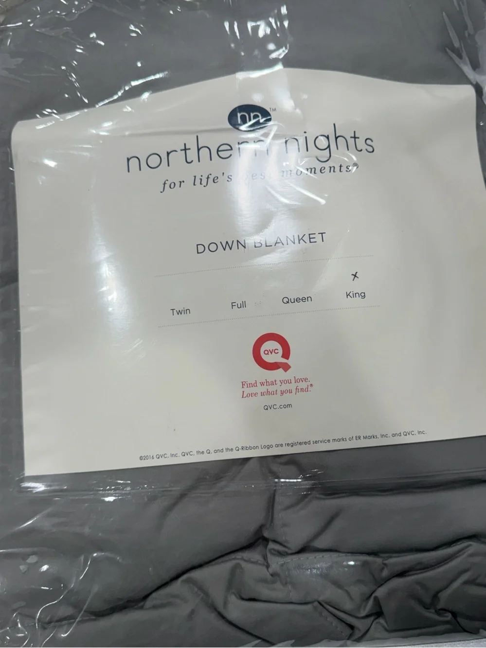 Northern Nights Gray King Size Down Blanket & Sham Set